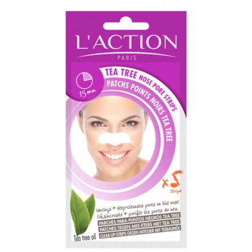 Маска д/лица L'Action Tea Tree Nose pore strips полоски д/носа очищающие поры 