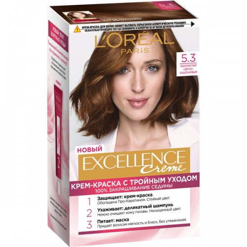 Краска д/волос L'Oreal Excellence Creme #5.3 Светло-каштановый золотистый